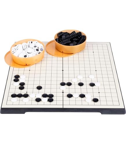 DinganyuEU Jeu de Go avec Table en Bois de châtaignier doré, 21 x 19 Pouces, 361 Pierres GO, 2 Joueurs - Jeu de Stratégie Classique pour Adultes à partir de 120 Mois