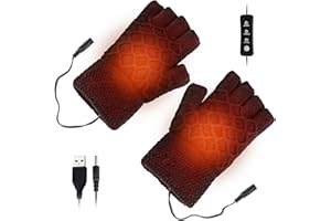 icyant Guanti riscaldati USB, Guanti invernali unisex Guanti caldi per laptop con 3 livelli di temperatura, mani riscaldate a maglia intere e mezze dita per donna uomo - Lavabili