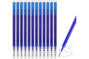 WRTEEASE 12-Pack Erasable Pen Refills, Compatible with Pilot Frixion Pens, Blue Ink, 0.5 mm Stainless Steel Tip - Smooth, Durable Writing Experience (Blue)