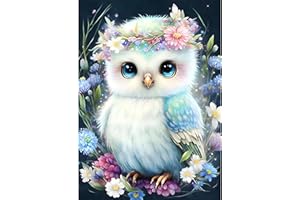 CEOVR Diamond Painting Kit,Oiseau et Fleur MignonsDiamant Painting Adulte,Chouette Peinture Diamant Point de Croix Broderie,30x40cm Painting Diamant Art,Diamond-painting pour Décoration