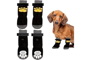 OHLING Calcetines Antideslizantes para Perros, Protector de Patas con Correas Ajustables para Pisos De Madera Control de Tracción para Perros Pequeños Medianos y Grandes para Evitar Lamer Herida
