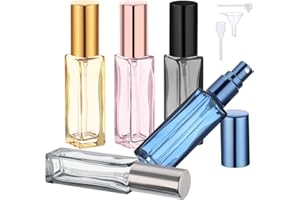 Segbeauty Atomizador Perfume Recargable, 5 Piezas 10ml Frasco Perfume, Bote Colonia de Vidrio, Recargable y Portátil, con Cabezale de Bomba, Embudo y Gotero