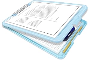 DoocliB klemmbrett a4 mit aufbewahrungsfach,Hochleistungs-Clips,klemmbrett mit deckel geringes Gewicht, glattes Schreiben für die Arbeit, Ideal für Schul, Heim,Büro Verwenden, (Blau)