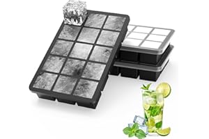 Ankway Lot de 3 Bac à Glaçons avec Couvercle, 45 3.5cm Glacons Moule Silicone, Sans BPA, Faciles à Retirer pour Cocktails, Whisky, Vin, Fruits, Purées de Fruits, Glaces, Noir