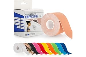 Proworks Kinesiology Tape | 5 Metre Roll Kinesio Tape for Elastic Muscle Support for Exercises, Sports, Recovery & Face Tape - Skin