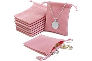 AOT 30PCS Pink Velvet Jewellery Pouches, Small Soft Velvet Drawstring Storage Bags, Jewelry Wrap Bags For Wedding, Party, Valentine's Day, Anniversary(9 * 7cm)