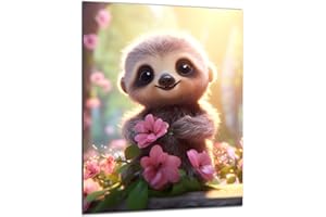 Munera Design - Bild 30x40 - süße niedliche Tiere Faultier - Wand-Bilder Kinder-Zimmer