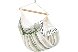 ‎LA SIESTA LA SIESTA® - Domingo Hängesessel Comfort Size- Wetterbeständiger mit Bambus-Holz, 360° Drehbarkeit, Großzügigen Maßen - Komfortables Highlight für Garten, Balkon und Terrasse. (Cedar)