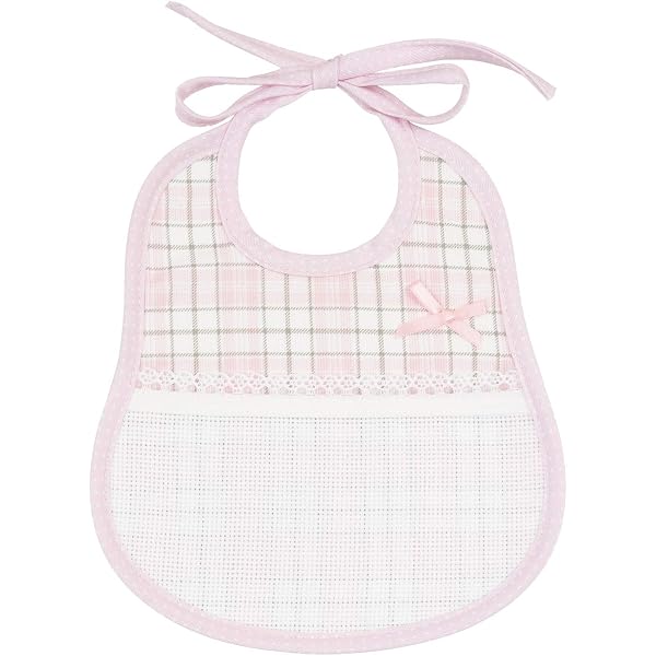Bavoir à Broder Filet - Toile Aïda 5.5pts/cm - Motif Losange Blanc - Fabriqué En Italie