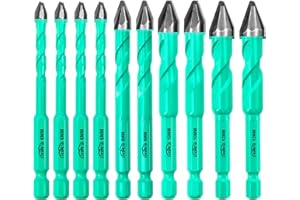 LEKOMESH Set Punte Trapano Carburo - 10 pezzi 6mm*4+8mm*2+10mm*2+12mm*2 Punte Trapano Gres Porcellanato per Legno, Plastica, Muratura,Ceramica, Marmo, Vetro, Cambio Rapido con Gambo Esagonale