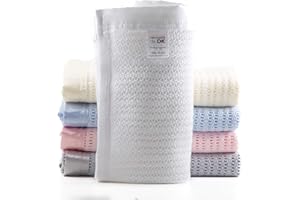 DK GLOVESHEETS nécessité by DK, Cellular Cotton Blanket for Prams, Cribs, Moses Baskets 100x75cm (Cream)