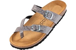 Palado Mules Cres pour femme – Séparateur d'orteils avec bretelles réglables – Outdoor & Chaussons avec semelle en cuir naturel – Sandales avec semelle en daim fin