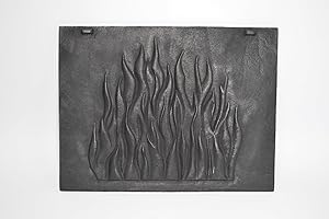 SEZAM Placa decorativa de hierro fundido para revestimiento de chimenea, placa de chimenea duradera, resistente a la corrosión, fácil instalación, placa de horno gris fundido, 46 x 35 x 0,9 cm