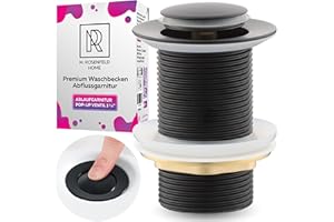 M. ROSENFELD HOME Garniture de vidage lavabo SANS trop-plein noir avec bouton - bonde pop up 1 1/4 pouce en acier inoxydable & laiton pour lavabo - garniture de vidage lavabo pop up noir mat