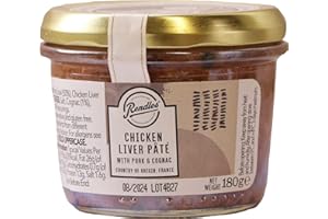 Rendles - Chicken Liver & Cognac Pate (180g) Artisan Authentic Coarse Cut Pork & Chicken Livers, Rich Infusion of Cognac, Gluten Free, No Colouring Agents, No Preservatives, Idea Gift
