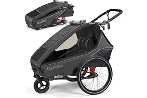 ‎QERIDOO Qeridoo Kidgoo 2 | Fahrradanhänger 2 Kinder | Fahrrad Anhänger Kinder mit Federung & Easy ARS | Jogger Kinderwagen | Kinderfahrradanhänger klappbar | Kinderbuggy 45L | Walker & Bike Trailer