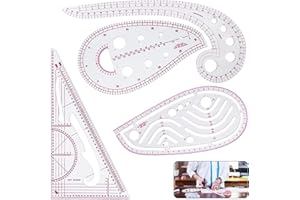 FUOXUL 4PCS Sewing Ruler Clothing Fashion French Curve Set for Designers Pattern Maker Tailors Clothing Pattern Design Drawing Template Tailor Tool for DIY Clothing