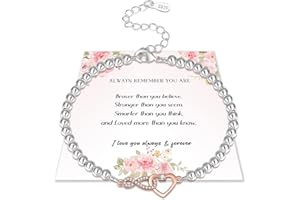 EXGOX Armbänder für Frauen 925 Sterling Silber Armband Einstellbare Silber Perlen Armband Liebe Herz Charme Damen Armbänder Schmuck Geschenk für Frauen Mädchen