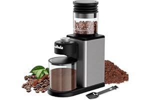 ‎WANCLE Wancle Elektrische Kaffeemühle mit Kegelmahlwerk - 25 einstellbare Mahlgrade für Espresso/French Press/Filterkaffee, 2-12 Tassen Kapazität, Leise & Antistatisch mit Pulvergebläse, Edelstahl
