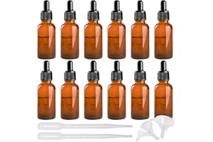 JJYHEHOT 12 Stück Pipettenflasche 10ml, Braune Tropfflaschen mit Pipette und Trichter, Glasflaschen Leer, Apothekerflasche Pipette, Braunglasflasche für Ätherische Öl, Aromatherapie, Parfümöle, Flüssigkeit