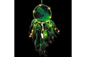 Vegena Children's Dream Catcher, LED Dream Catcher with Light, Dinosaur Dream Catcher, Handmade Dream Catchers for Children's Room, Decoration, Party, Birthday Gift