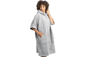 HOMELEVEL Poncho de surf unisexe - Peignoir de plage en coton avec poche et capuche - Robe sortie de bain cape pour adulte homme femme