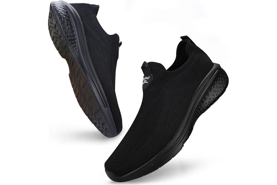 Giniros Men's Trainers Slip On Sneakers Running Shoes Lightweight Running Walking Slip On Sneakers Outdoor Jogging Sports Shoes