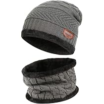 WANYIG Berretto Cappello Donna Invernale con Visiera Elasticizzato Cappello e Sciarpe Donna con Sciarpa Donna Berretti in Maglia Cappelli da Sci 55-60CM(Beige