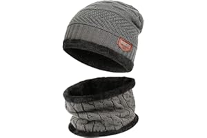 Bequemer Laden Uomo Donna Invernali Cappello in Maglia e Sciarpa con Fodera in Pile, Cappelli e Scaldacollo per Ciclismo, Moto, attività All'Aperto, Taglia Unica