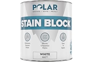 POLAR SPECIALIST COATINGS Polar Stain Blocker Paint - Matt White - 500ml | Ideal for Concrete, Cement, Wood, Brick & Painted Surfaces | Prevents & Removes Stains, Grease, Water Marks & Rust on Internal Walls & Ceilings