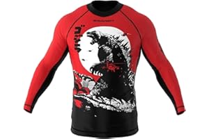 SMMASH Camicia Funzionale Uomo Rashguard Camicia Sportiva A Maniche Lunghe MMA Thaibox Muay Thai Kickboxing Traspirante Resistente All'Abrasione