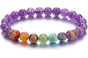 GEHECRST 7 Chakra Armband Edelstein Armbänder mit Runen Armband Natürliche Chakra Steine Yoga Armband Healing Reiki Energietherapie Glückbringen Edelstein für Damen Herren