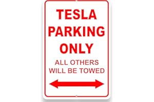 DIMARONGTON Panneau Tesla Parking Only – Panneau de garage Tesla en aluminium 20,3 x 30,5 cm
