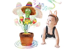 MIAODAM Tanzender Kaktus plüschtier Sprechender Kaktus 60 Musik Singender Kaktus Spielzeug (Tanzender+Singender+Spricht Nach+Leuchten+Aufzeichnung+ Wiederholen+Trommelkaktus)