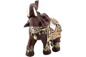 1pc Gl¨¹ck Reichtum Elefant Statue Skulptur Feng Shui Holzmaserung Home Desktop Dekoration (Large)