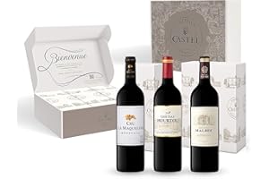 CASTEL CHATEAUX GRANDS CRUS Geschenkset - Rotwein Trocken - Prix Plaisir Bordeaux-Wein - Cru la Maqueline - Château Hourtou - Château Malbec (3 x 0,75 l)