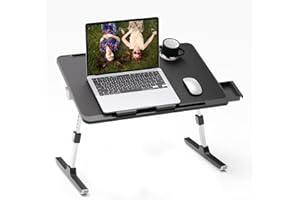 DBCMEW Laptop Bed Table, Laptop Desk with Foldable Legs and Cup Slot, Angle Height Adjustable, Reading Dining Work for Bed Sofa Balcony