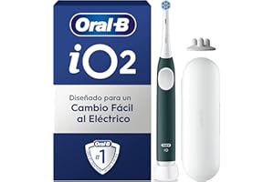 Oral-B iO 2 Cepillo de Dientes Eléctrico Verde Bosque, 1 Cabezal, 1 Estuche De Viaje, 1 Soporte de Recambios, 3 Modos De Cepillado, Sensor De Presión y Temporizador, Diseñado por Braun