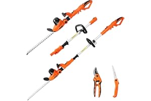 GARCARE Corded Pole Hedge Trimmer - 2 In 1 Extendable Telescopic Hedge Trimmers Long Reach 2.8m, Electric Hedge Cutter Shrub Trimmer (510 mm Cutting Blade, 20 mm Cutting Space, 600W)