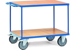 Fetra Transportgeräte mtpic2402 F 500 Regal Wagen mit Tablett, 2 rechteckig, 270 mm, 900 mm, 1000 mm x 700 mm Plattform, 200 mm Rollen Durchmesser