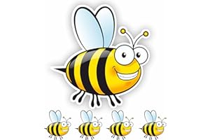 INKati Happy Bee Collection - 4-Pack of Exclusive Large Vinyl Sticker Decals for Luggage, Car Bumpers and Laptops - Durable and Weatherproof Gloss Finish with Removable Adhesive (Design B 4-Pack)