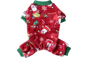 PETPHINDU Navidad Pijamas Patrón De La Camiseta para Perros Pequeños, Medianos Nueva Ropa De La Navidad del Mono del Año por Perro Suéteres De Lana Caliente De La Capa De Coral
