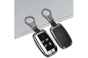 MARCHFA Cuero Llave Funda Compatible para Discovery Sport Evoque XF XJ F-Pace Llave Protectora 5 Botones (Negro)