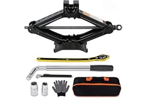 Rarapop Car Jack Kit Scissor Jack for 2 Ton (4409 lbs) Tire Jack Tool Universal Emergency Kit with Lug Wrench Tire Changing for Car SUV