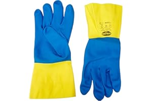 FORMAT stronghand Kenora - Guantes de goma industriales (talla 10), color azul y amarillo, aptos para alimentos y productos químicos