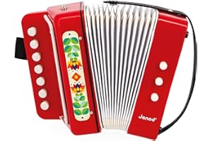 Janod - Accordéon à Soufflet Gioia - Instrument de Musique Enfant - Jouet d'Imitation et d'Éveil Musical - Avec Sangle de Maintien - Dès 3 Ans,J07654