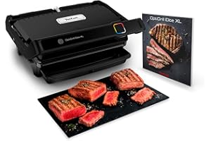 ‎TEFAL Tefal OptiGrill Elite XL Kontaktgrill, automatische Garzeitanpassung, perfekte Ergebnisse, 16 Programme, digitales Display mit Garstufenanzeige, abnehmbare XL-Platten, Elektrogrill, schwarz, GC760812
