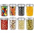 Ash & Roh® - High Ball Mason Glass Jars For Kitchen Storage With Airtight Silver Lid (8, 320 ML)
