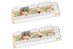 ASHATA Encoder USB per PC Arcade Zero Delay, Scheda Encoder USB per Controller di Gioco Arcade con Cavo per Pulsanti e Cavo Joystick a 5 Pin, per PC per MAME per Raspberry Pi Retropie(QM070913 (Doppio))