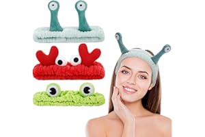 Apricitie 3 Stücke Gesicht Waschen Stirnband, Spa-Stirnband Make-up Stirnband Korallen Fleece Haarbänder Elastic Stirnband Schnecke Frosch Krabbe Stirnband für Waschen des Gesichts, Sport, Schönheit